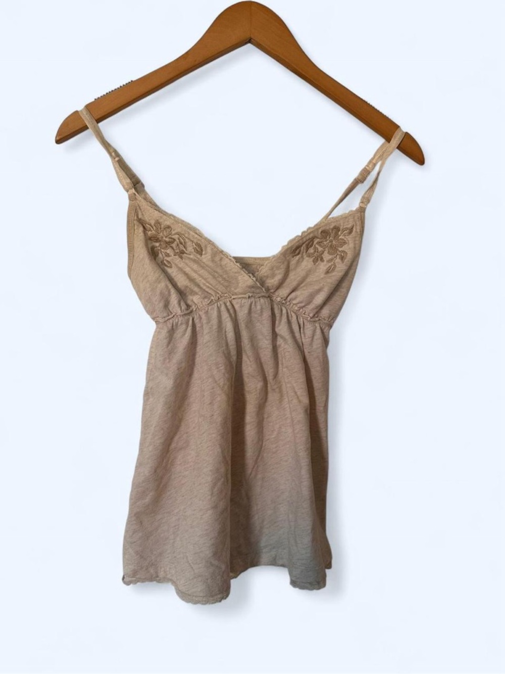 Y2k Hollister Oatmeal Embroidered Spaghetti Strap Cami